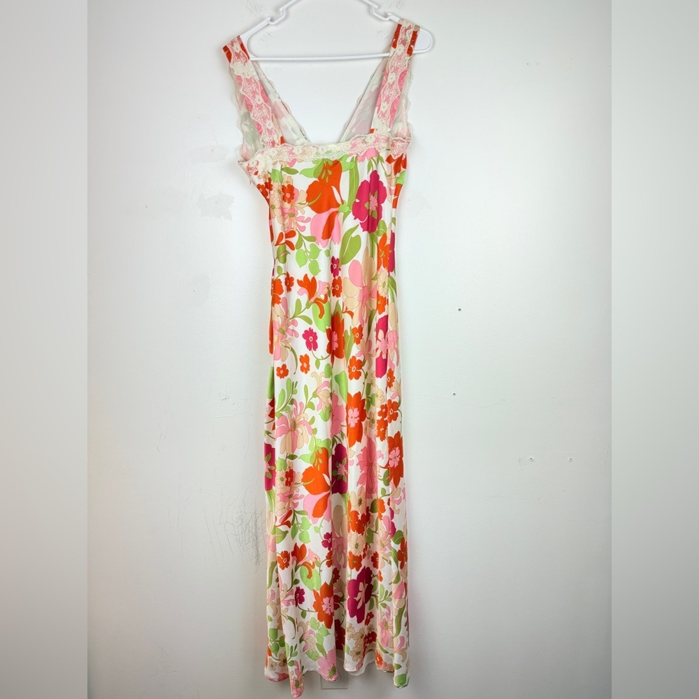 Bailey Rose Floral Maxi Slip Dress Lace Trim Cottagecore Boho Summer - Picture 4 of 10